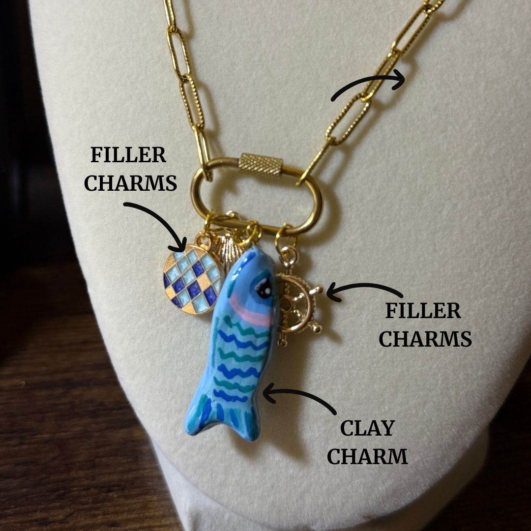CUSTOM Handmade Clay Carabiner Necklace