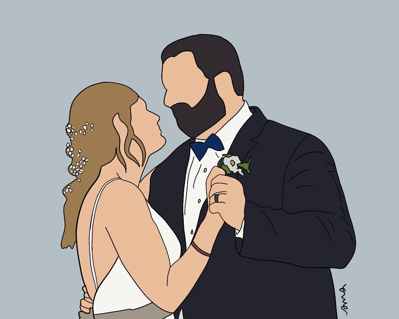 Custom Digital Portraits from Photo (Faceless) - 1/2 PEOPLE/PETS