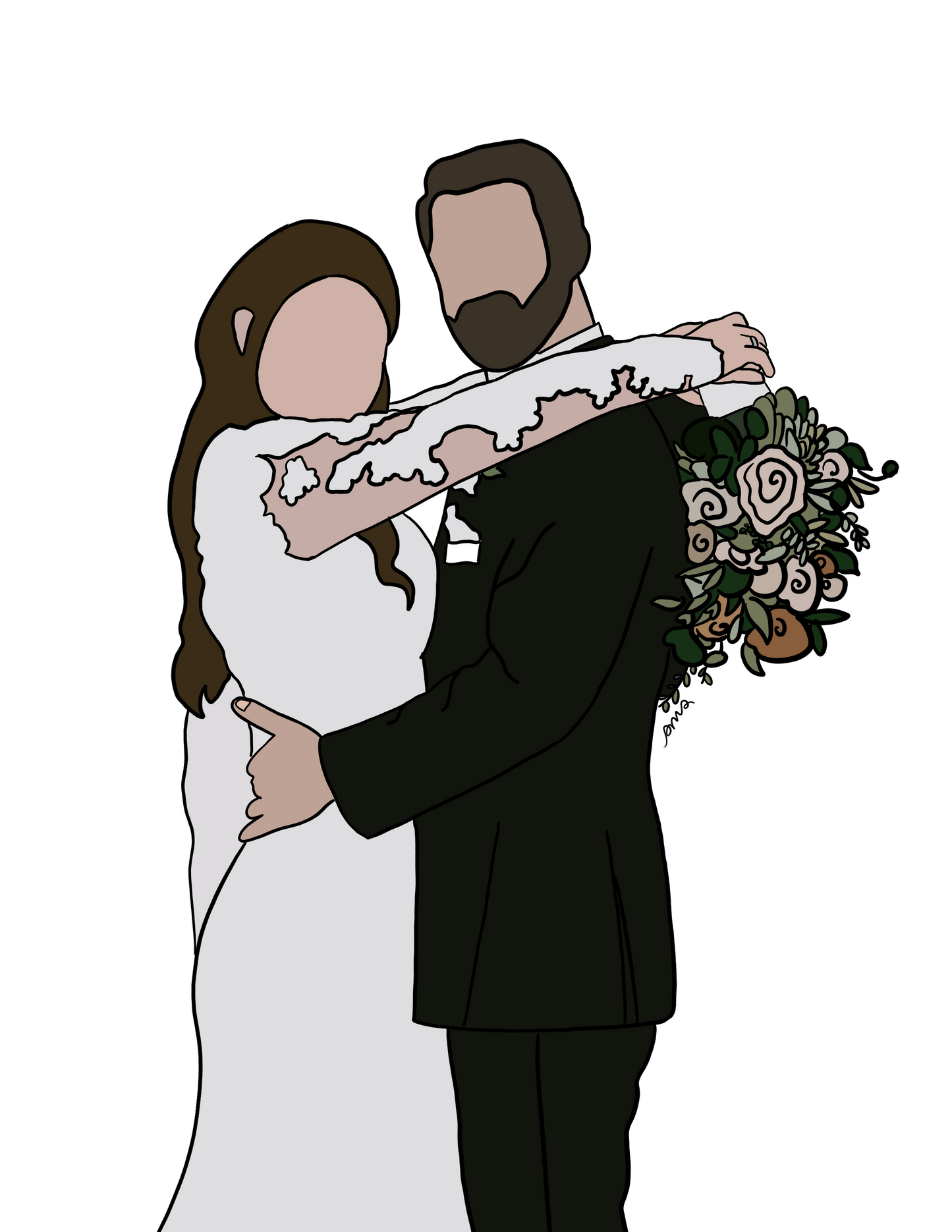 Custom Digital Portraits from Photo (Faceless) - 1/2 PEOPLE/PETS