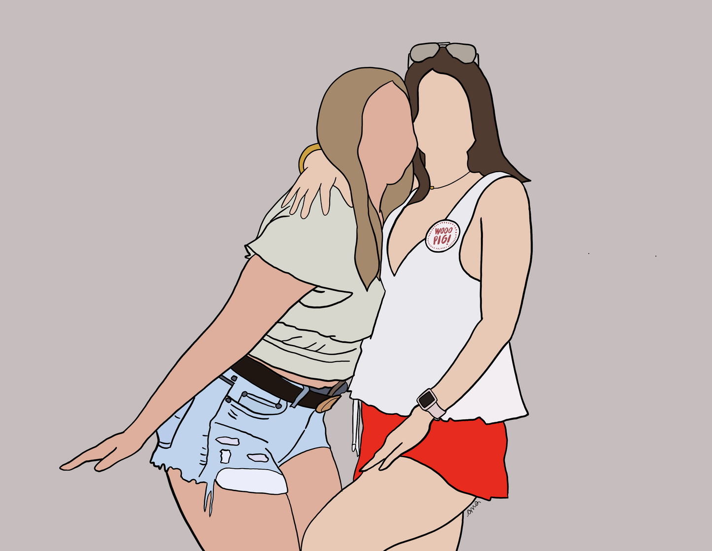 Custom Digital Portraits from Photo (Faceless) - 1/2 PEOPLE/PETS