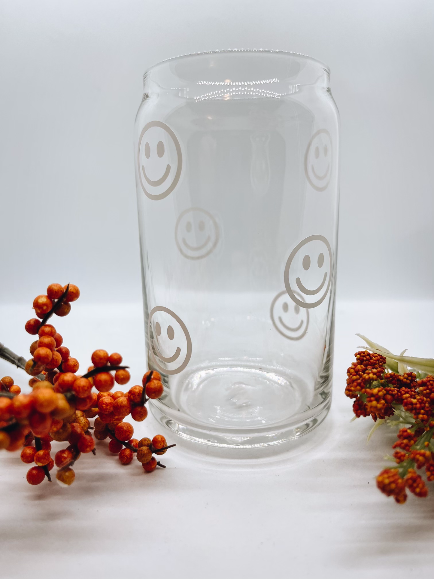 Smiley Glass Can Cup