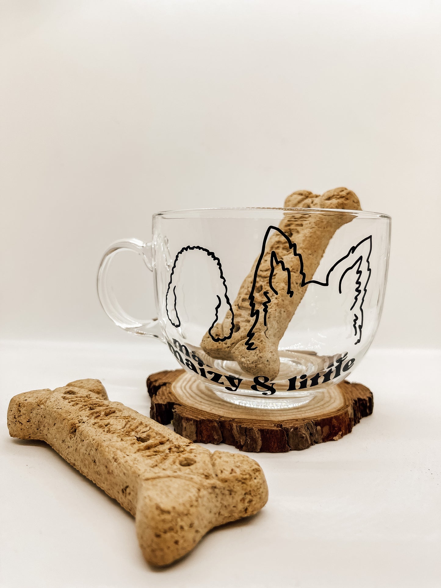Custom Pet Ears Glass Mug: TWO PETS