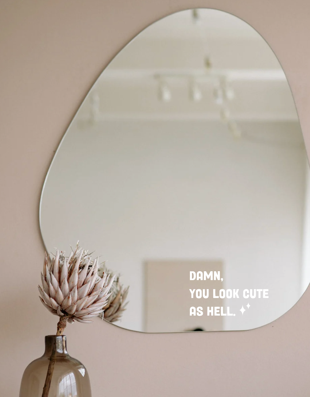 "Cute as Hell" Vinyl Mirror Decal