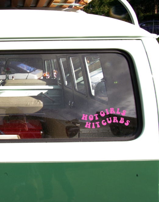 "Hot Girls Hit Curbs" Vinyl Window Decal