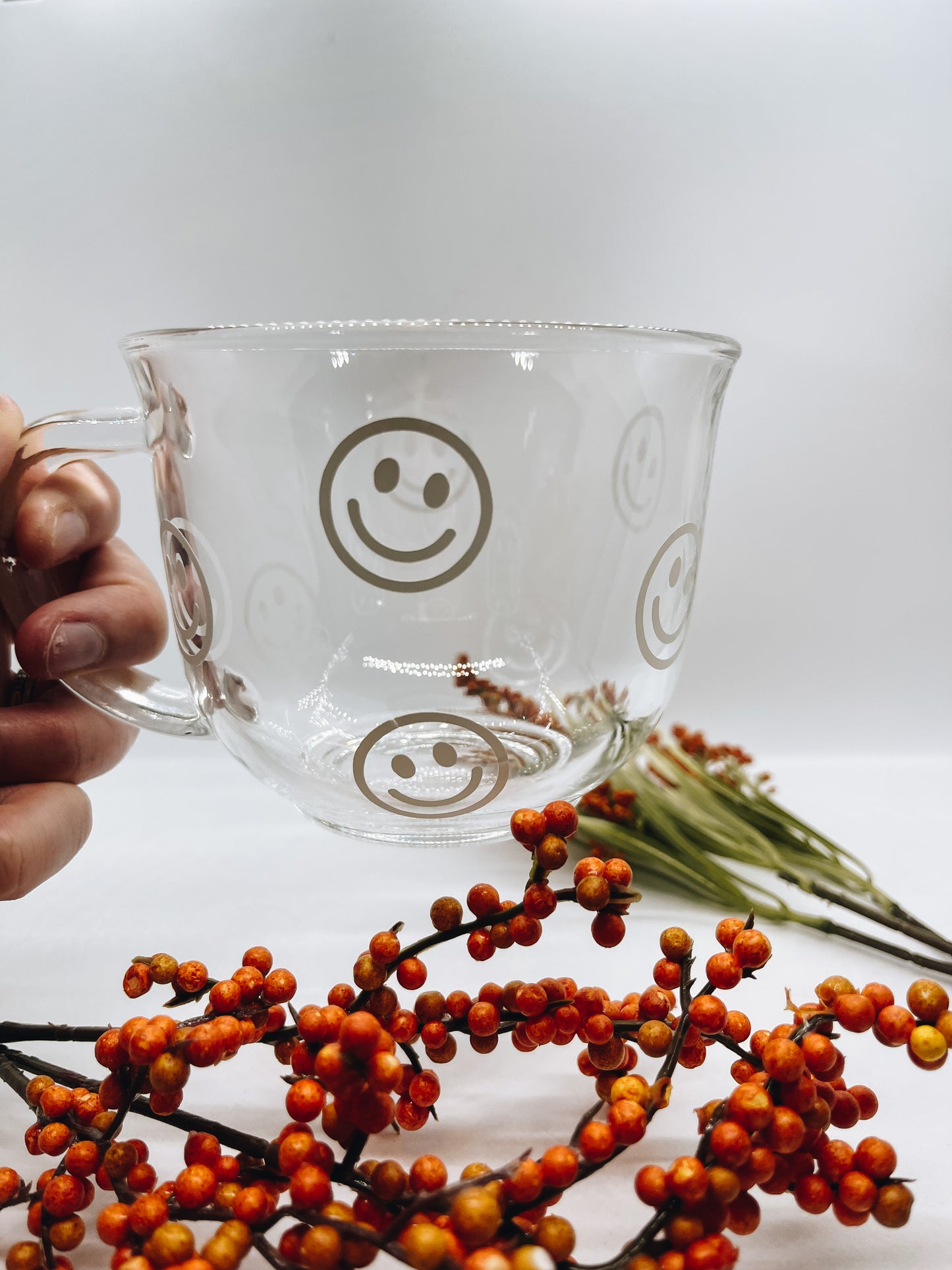 Glass Smiley Face Mug