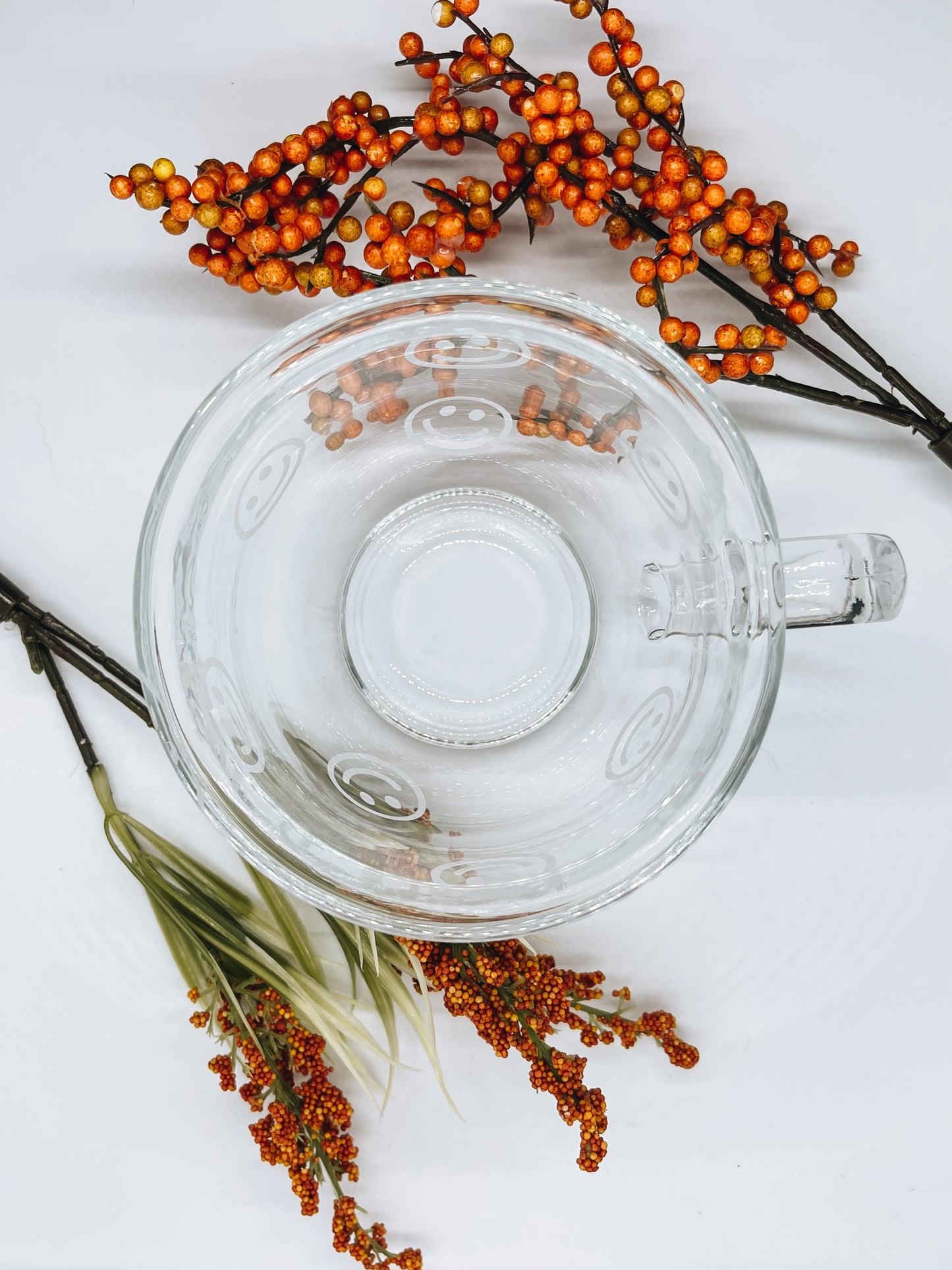 Glass Smiley Face Mug