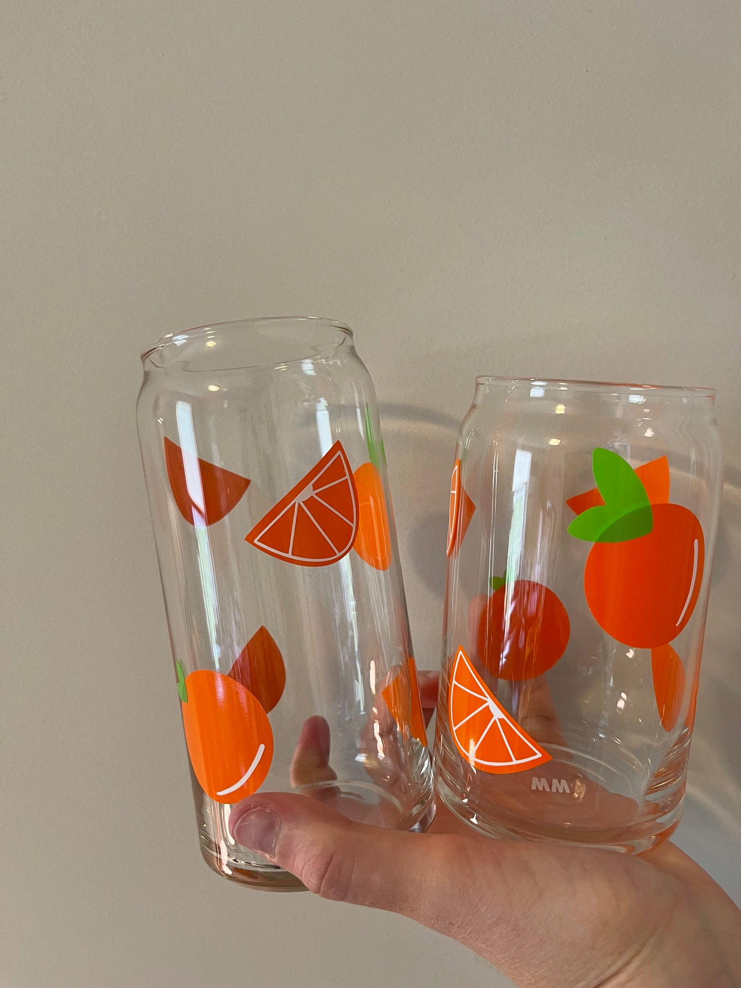 Orange Citrus Glass Can Cup