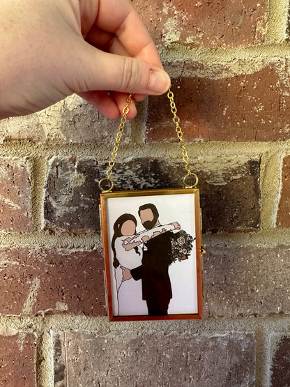 CUSTOM Digital Print Gold Frame Ornament