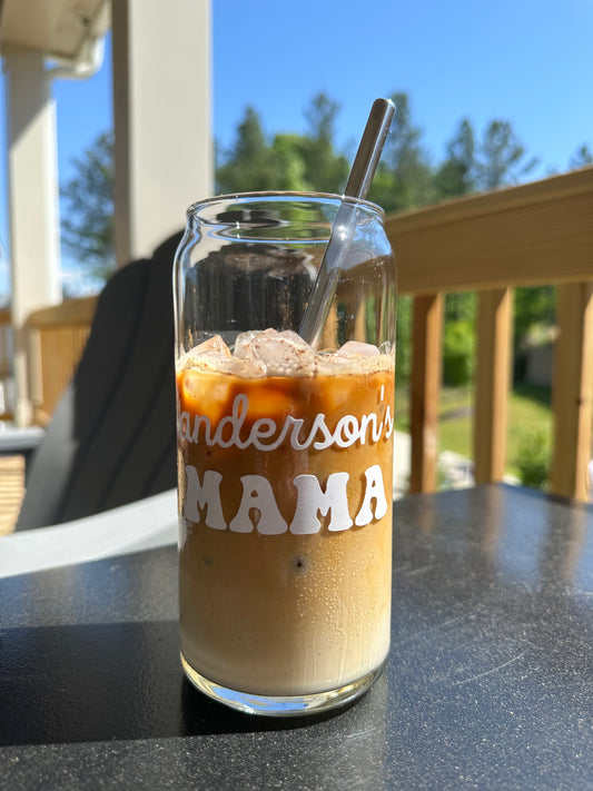 Custom Child Name/Mama Glass Can Cup