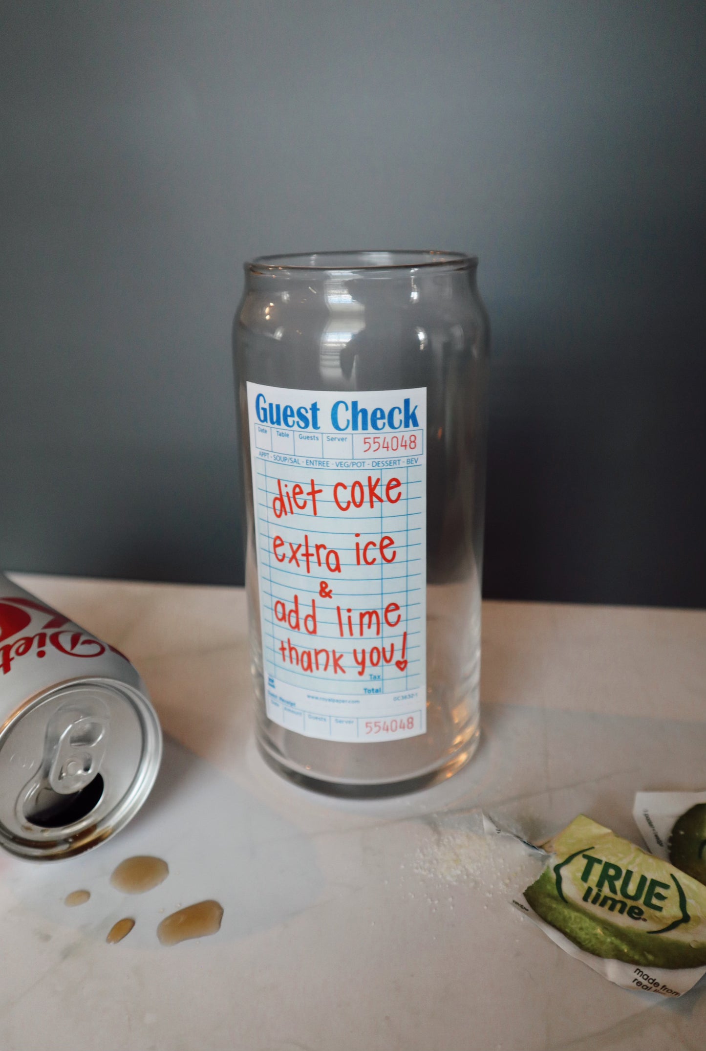 Diet Coke Guest Check Glass Can