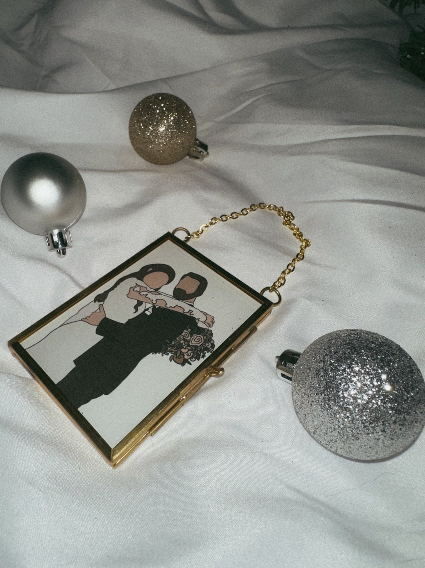 CUSTOM Digital Print Gold Frame Ornament