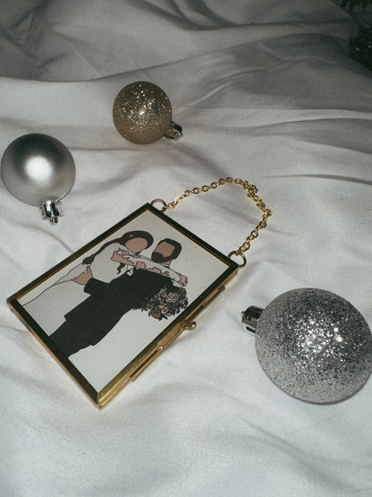 CUSTOM Digital Print Gold Frame Ornament