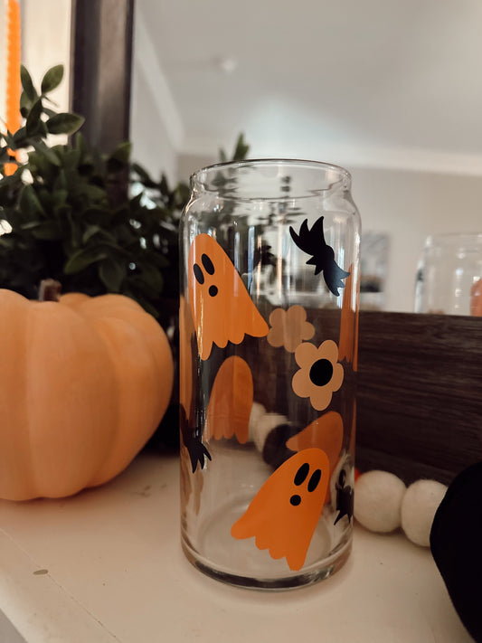Spooky Doodles Glass Can Cup