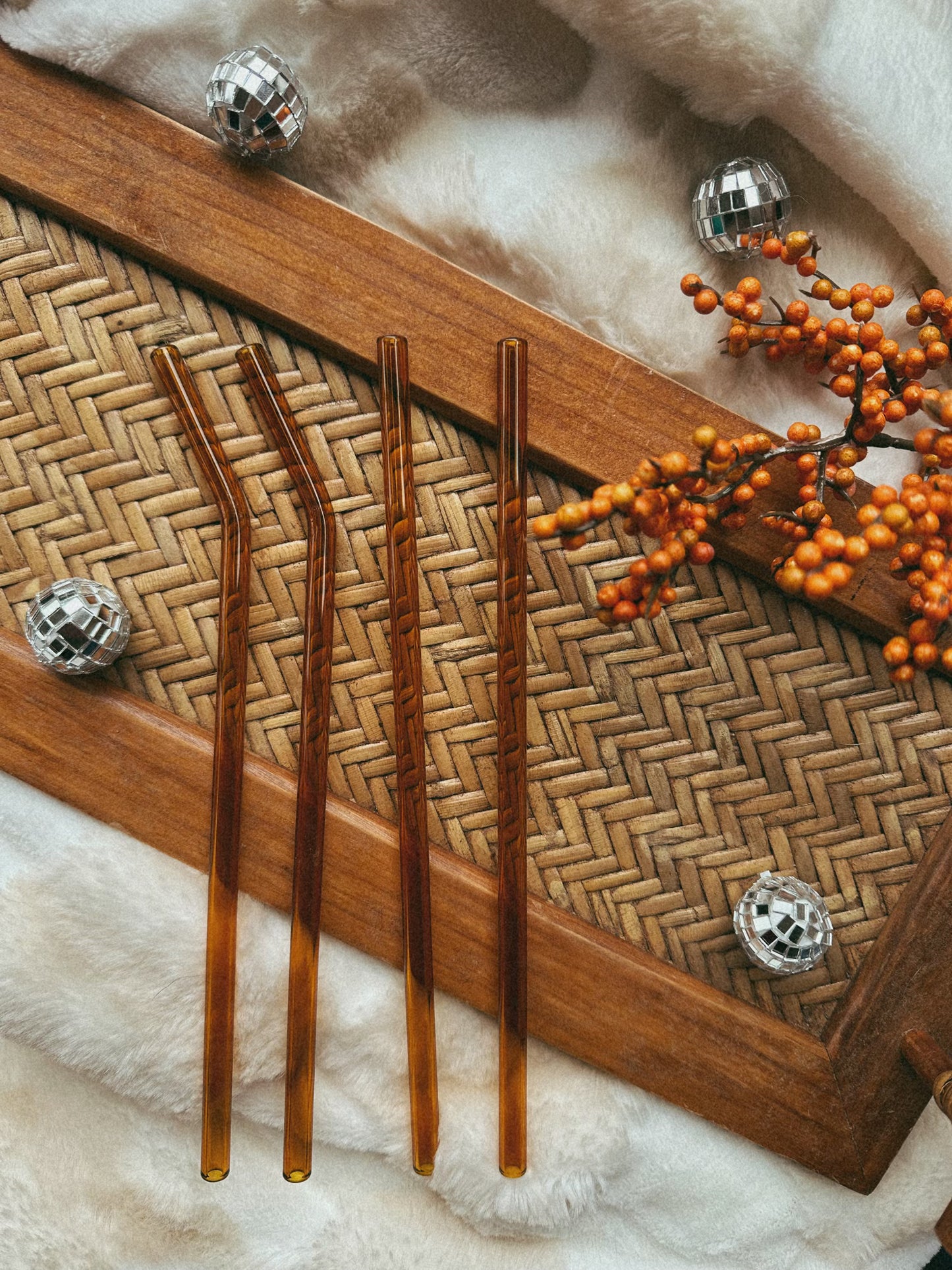 Amber Reusable Glass Drinking Straw