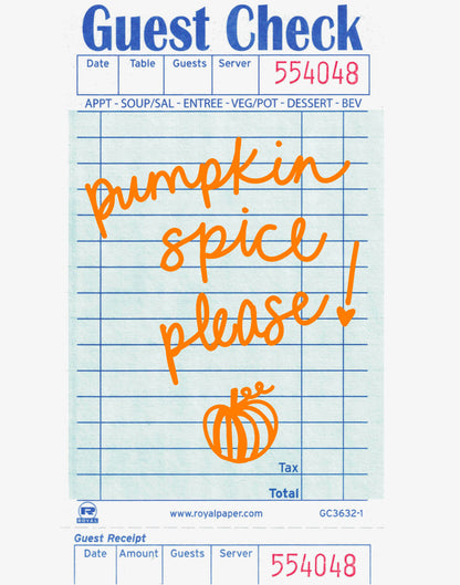 Pumpkin Spice Guest Check Glass Can