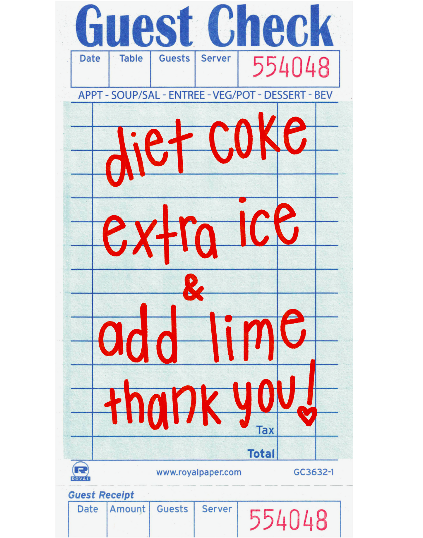 Diet Coke Guest Check Glass Can