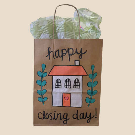 "Happy Closing Day" Hand Painted Gift Bag