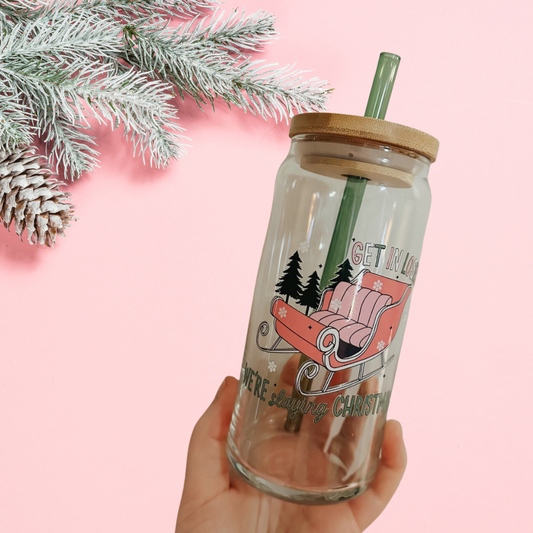 "We're Slaying Christmas" Glass Can Cup