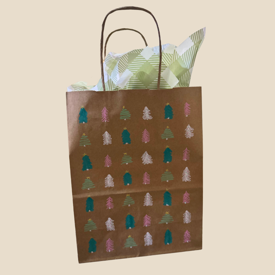 Holiday Trees Hand Painted Gift Bag