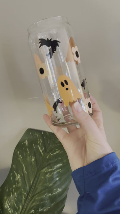 Spooky Doodles Glass Can Cup