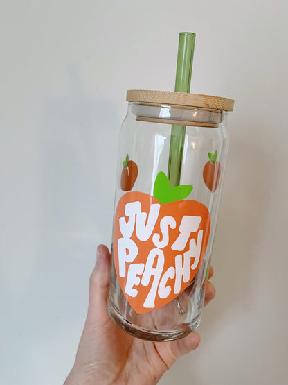 Glass Can Set: Glass, Lid & Straw