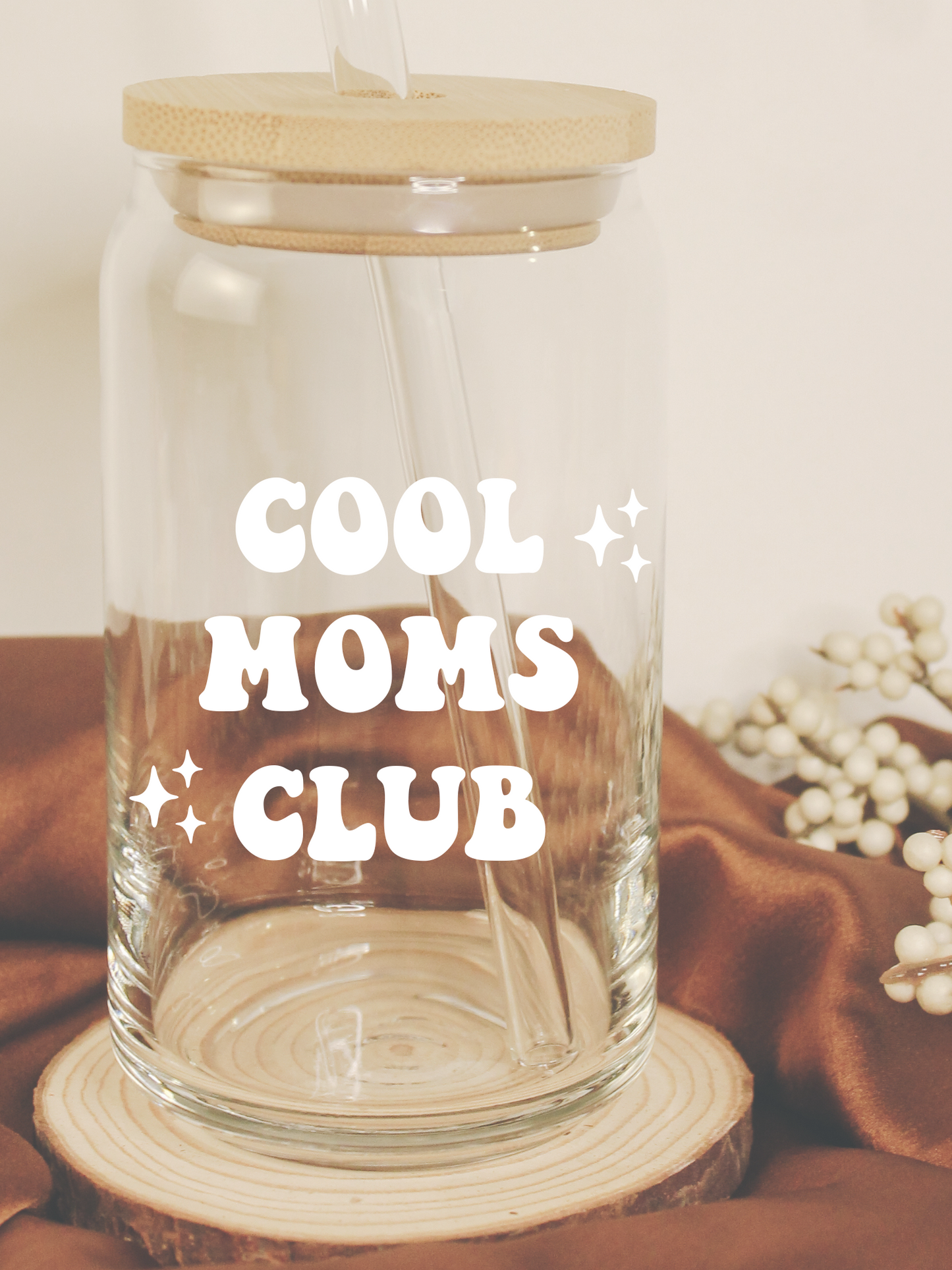 "Cool Moms Club" Glass Can Cup