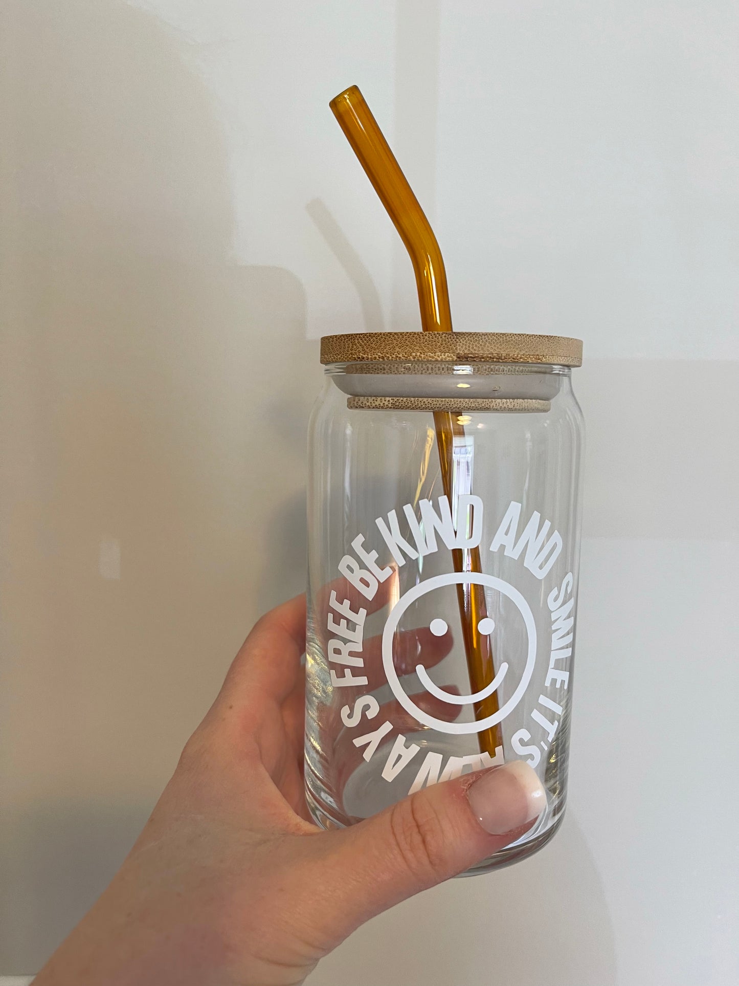 Burnt Orange Bent Reusable Glass Drinking Straw