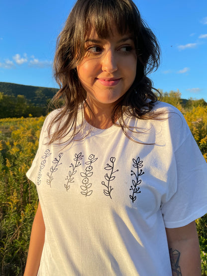Hand-Drawn Wildflower Unisex T-Shirt