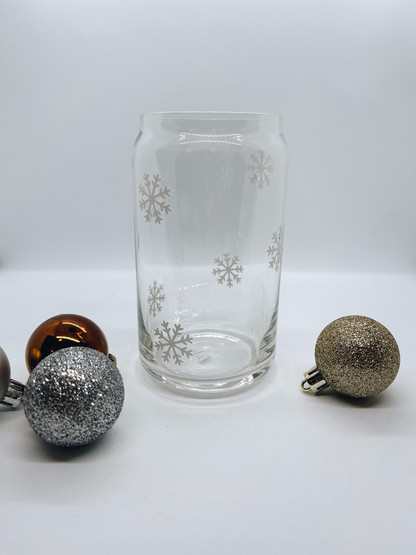 Snowflake Glass Can Cup