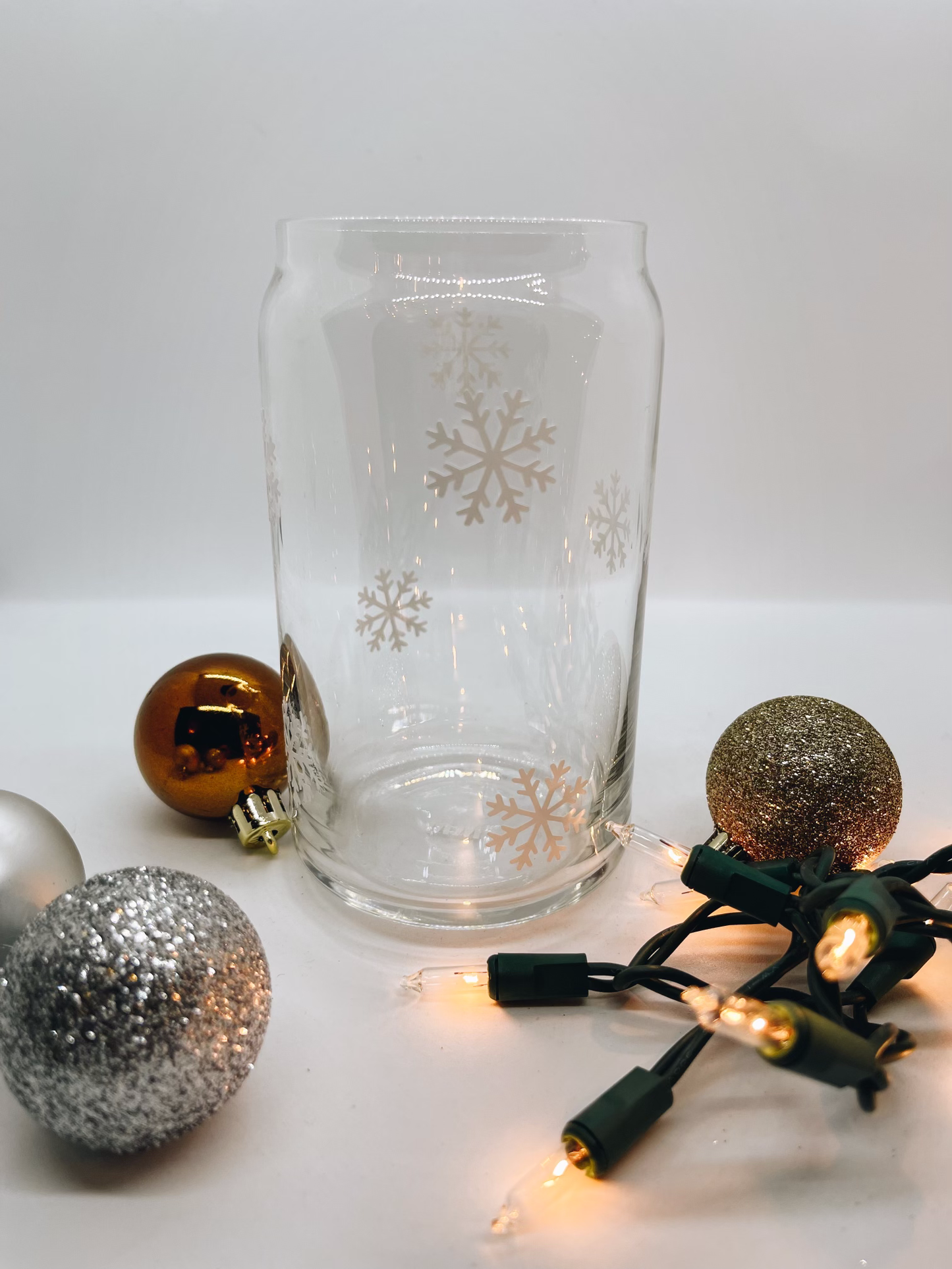 Snowflake Glass Can Cup