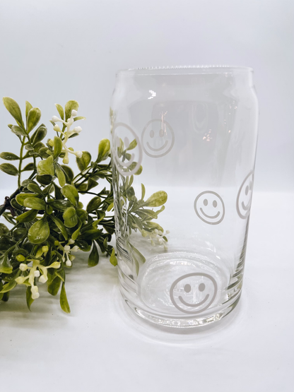 Smiley Glass Can Cup