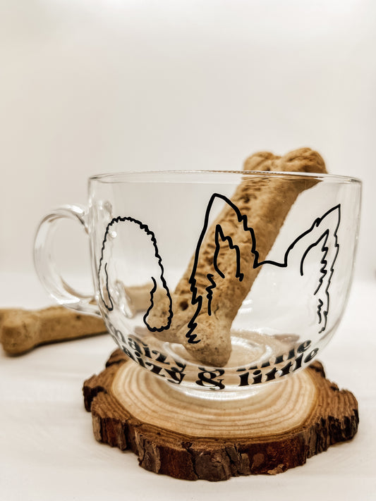 Custom Pet Ears Glass Mug: TWO PETS