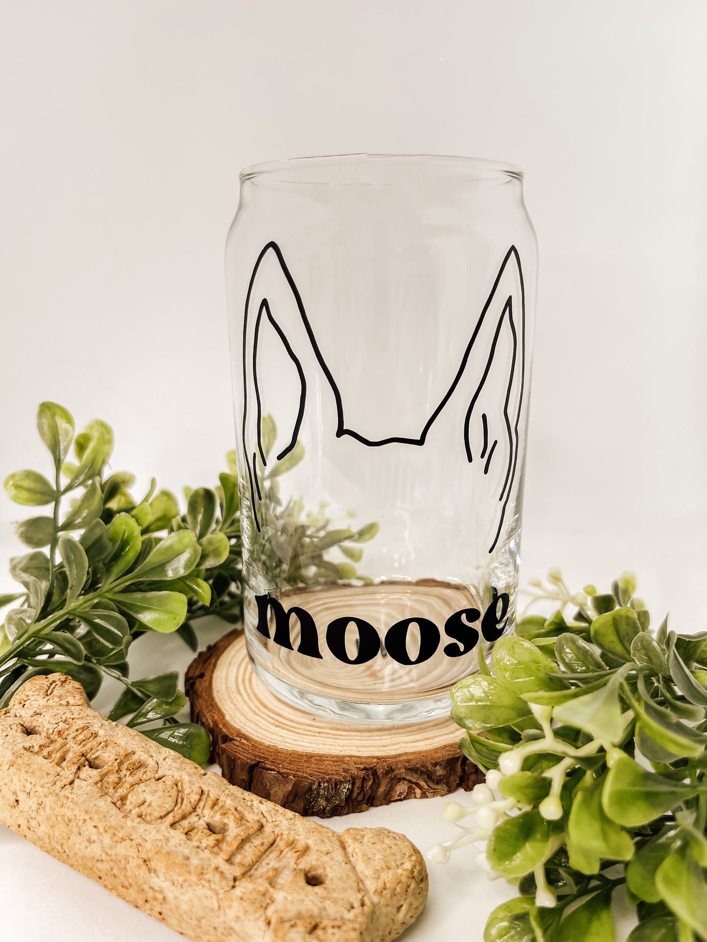 Custom Pet Ears Glass Can Cup: ONE PET