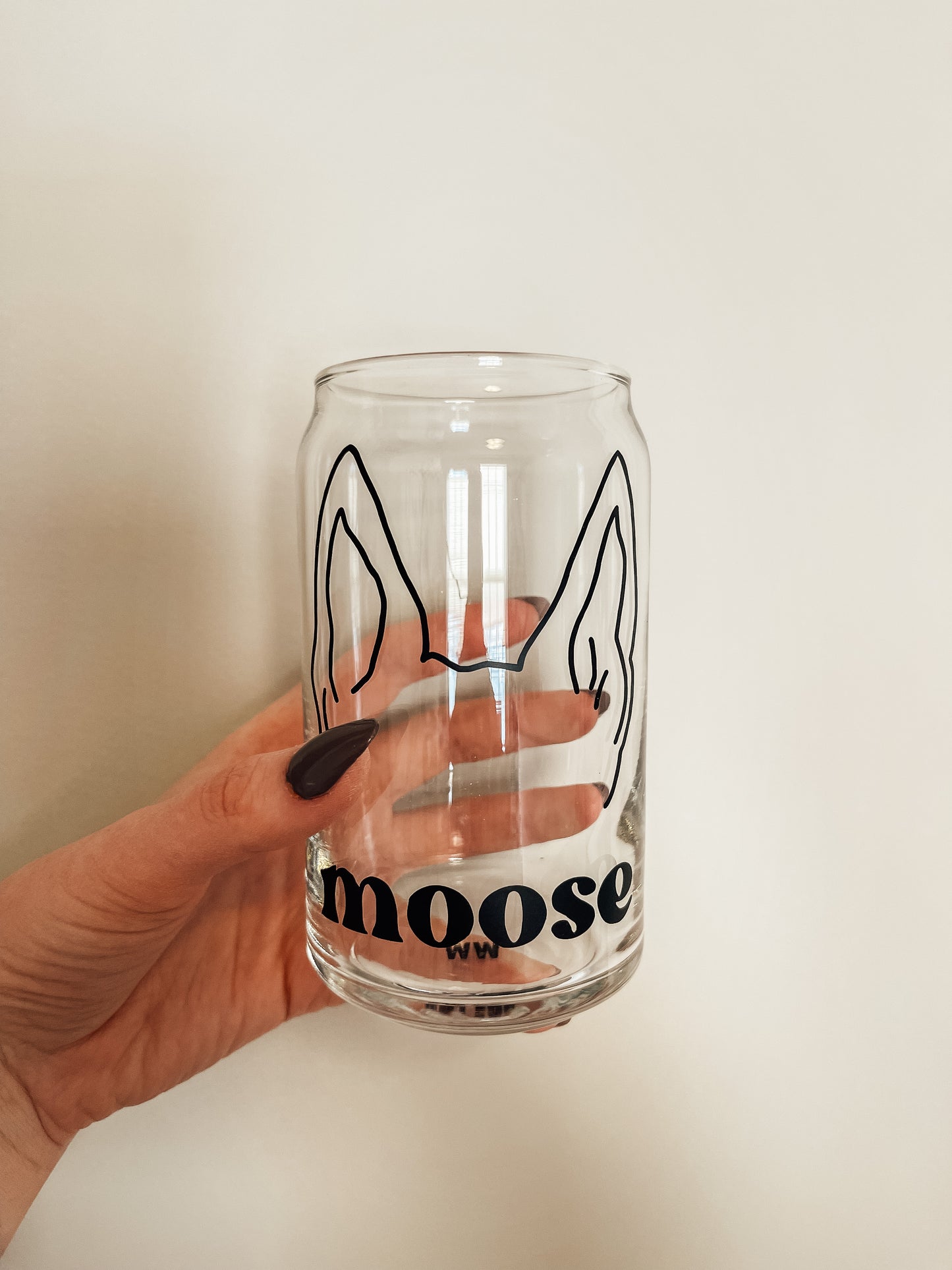 Custom Pet Ears Glass Can Cup: ONE PET