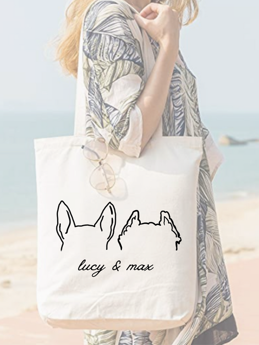 CUSTOM Pet Ear Canvas Tote Bag