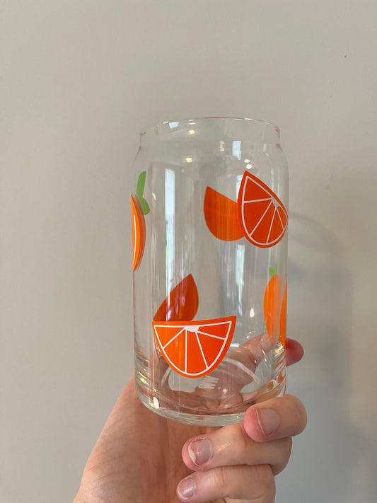Orange Citrus Glass Can Cup