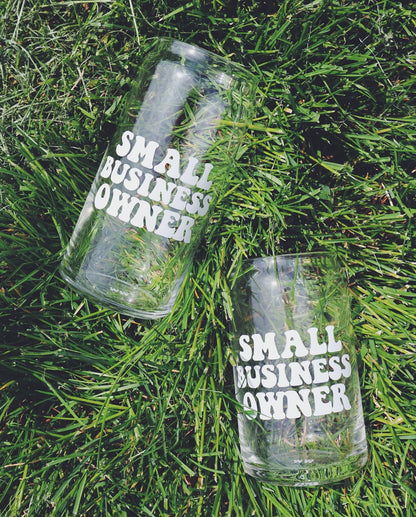 Small Business Owner Glass Can Cup