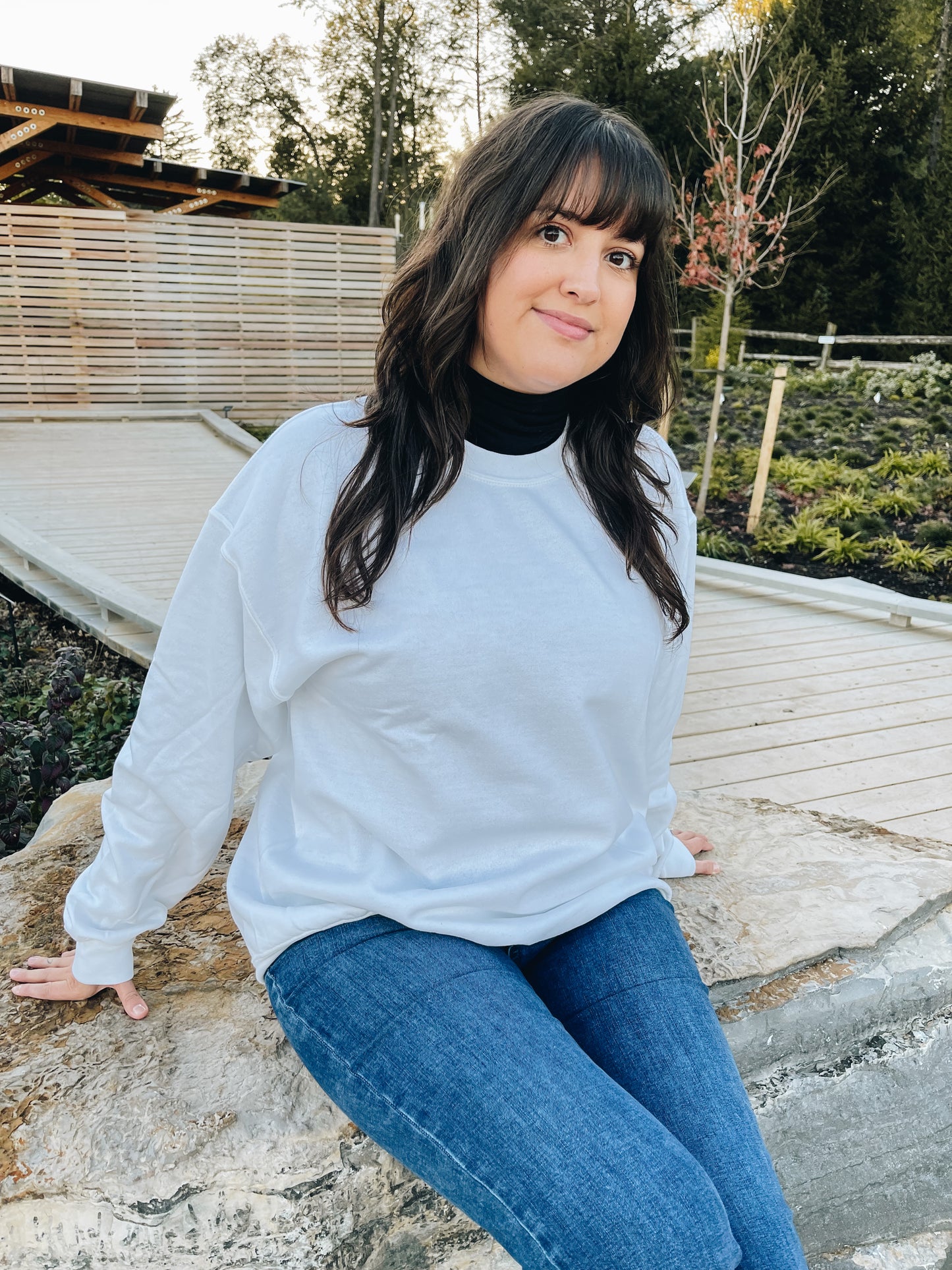 CUSTOM "happiest" White Crew Neck