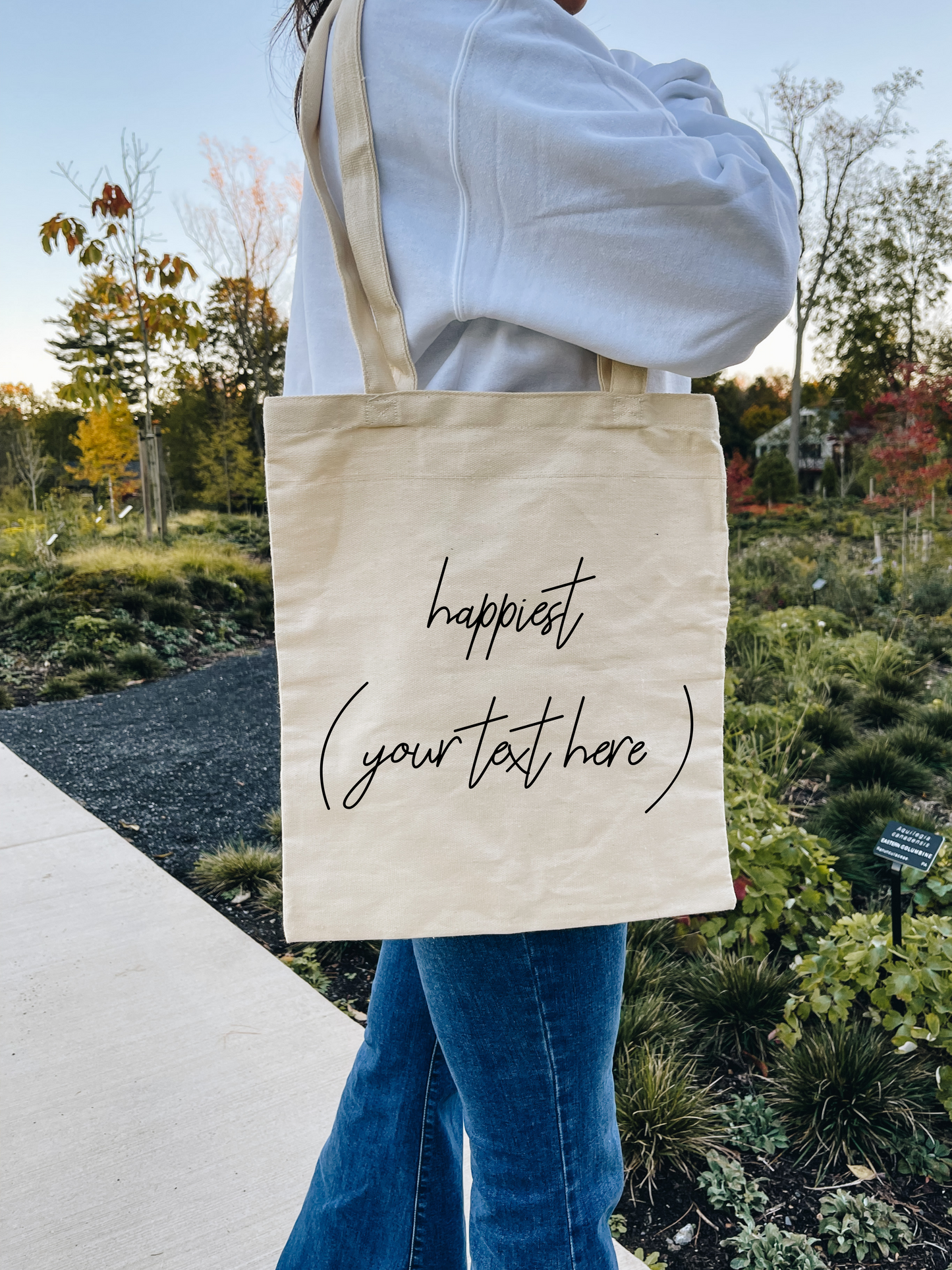 CUSTOM “happiest” Canvas Tote Bag