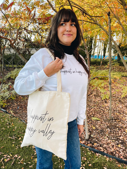 “happiest in happy valley” Canvas Tote Bag